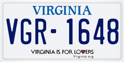 VA license plate VGR1648