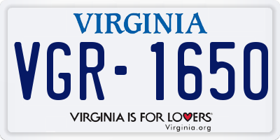 VA license plate VGR1650
