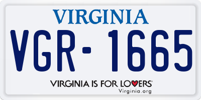 VA license plate VGR1665