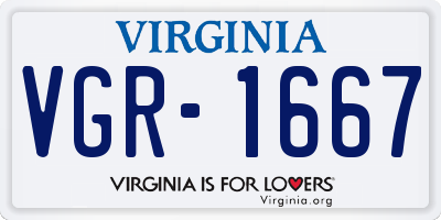 VA license plate VGR1667
