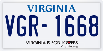 VA license plate VGR1668