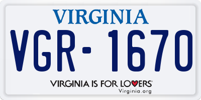 VA license plate VGR1670