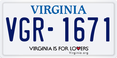 VA license plate VGR1671