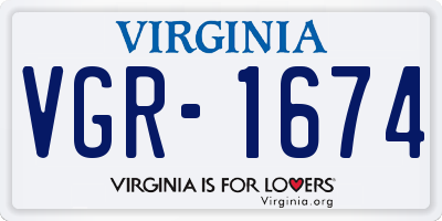 VA license plate VGR1674