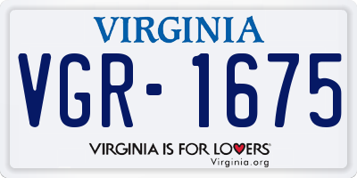 VA license plate VGR1675