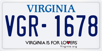 VA license plate VGR1678