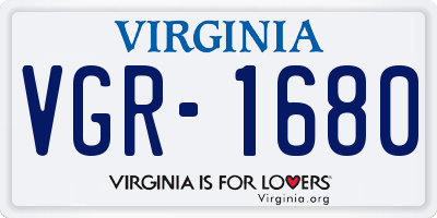 VA license plate VGR1680