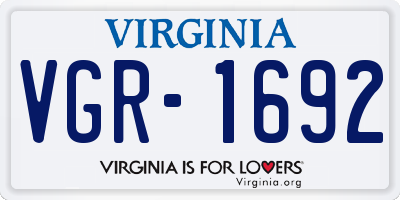 VA license plate VGR1692