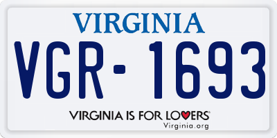 VA license plate VGR1693