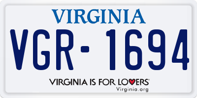 VA license plate VGR1694