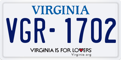 VA license plate VGR1702
