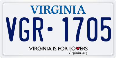 VA license plate VGR1705