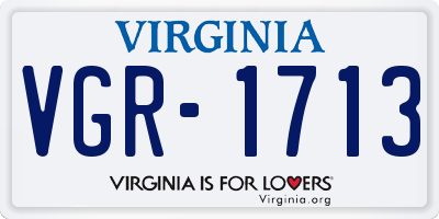 VA license plate VGR1713
