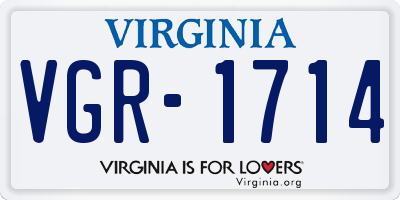 VA license plate VGR1714