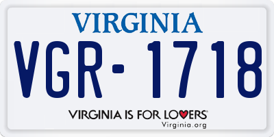 VA license plate VGR1718
