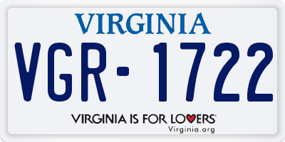 VA license plate VGR1722