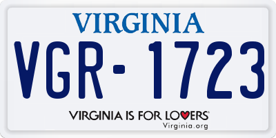 VA license plate VGR1723