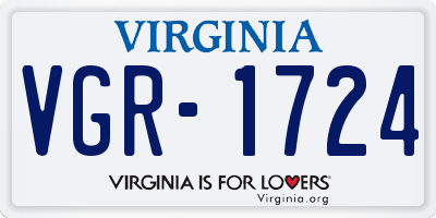 VA license plate VGR1724