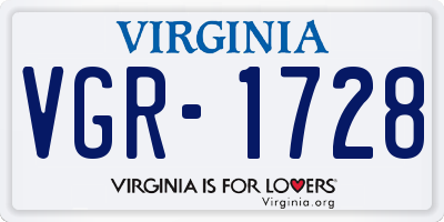 VA license plate VGR1728