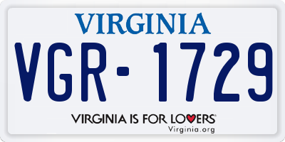 VA license plate VGR1729