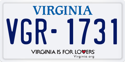 VA license plate VGR1731