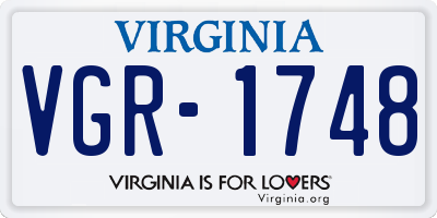 VA license plate VGR1748