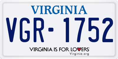 VA license plate VGR1752