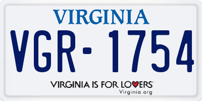 VA license plate VGR1754