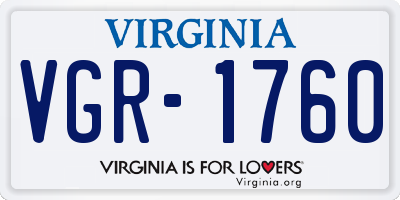 VA license plate VGR1760