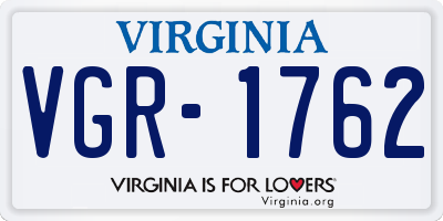 VA license plate VGR1762