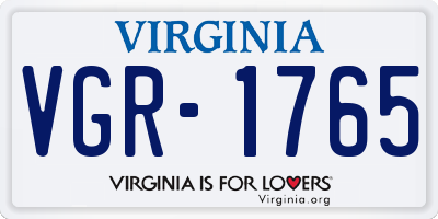 VA license plate VGR1765