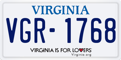 VA license plate VGR1768