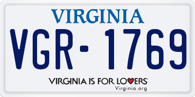 VA license plate VGR1769