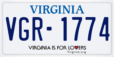 VA license plate VGR1774