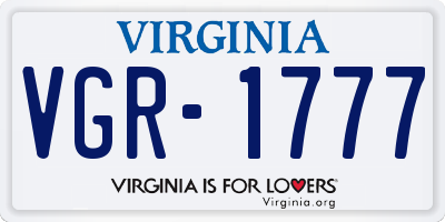 VA license plate VGR1777