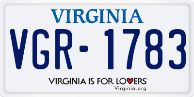 VA license plate VGR1783