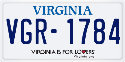 VA license plate VGR1784