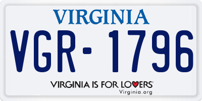 VA license plate VGR1796