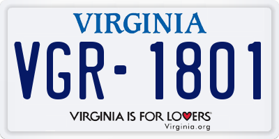 VA license plate VGR1801