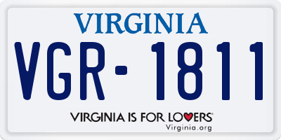 VA license plate VGR1811