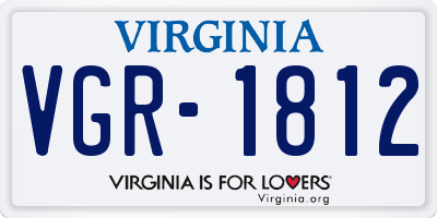 VA license plate VGR1812