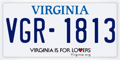 VA license plate VGR1813