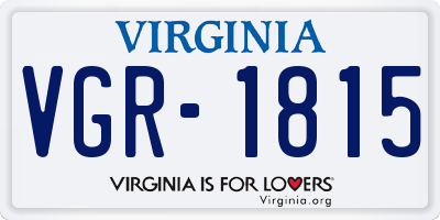 VA license plate VGR1815
