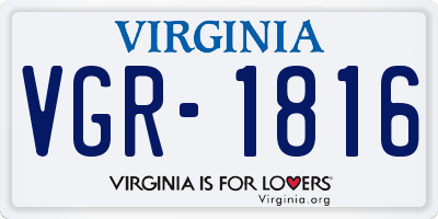 VA license plate VGR1816