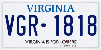 VA license plate VGR1818