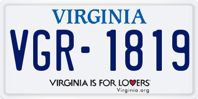 VA license plate VGR1819