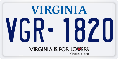 VA license plate VGR1820