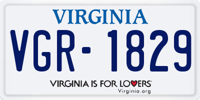 VA license plate VGR1829