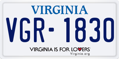 VA license plate VGR1830