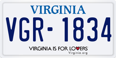 VA license plate VGR1834